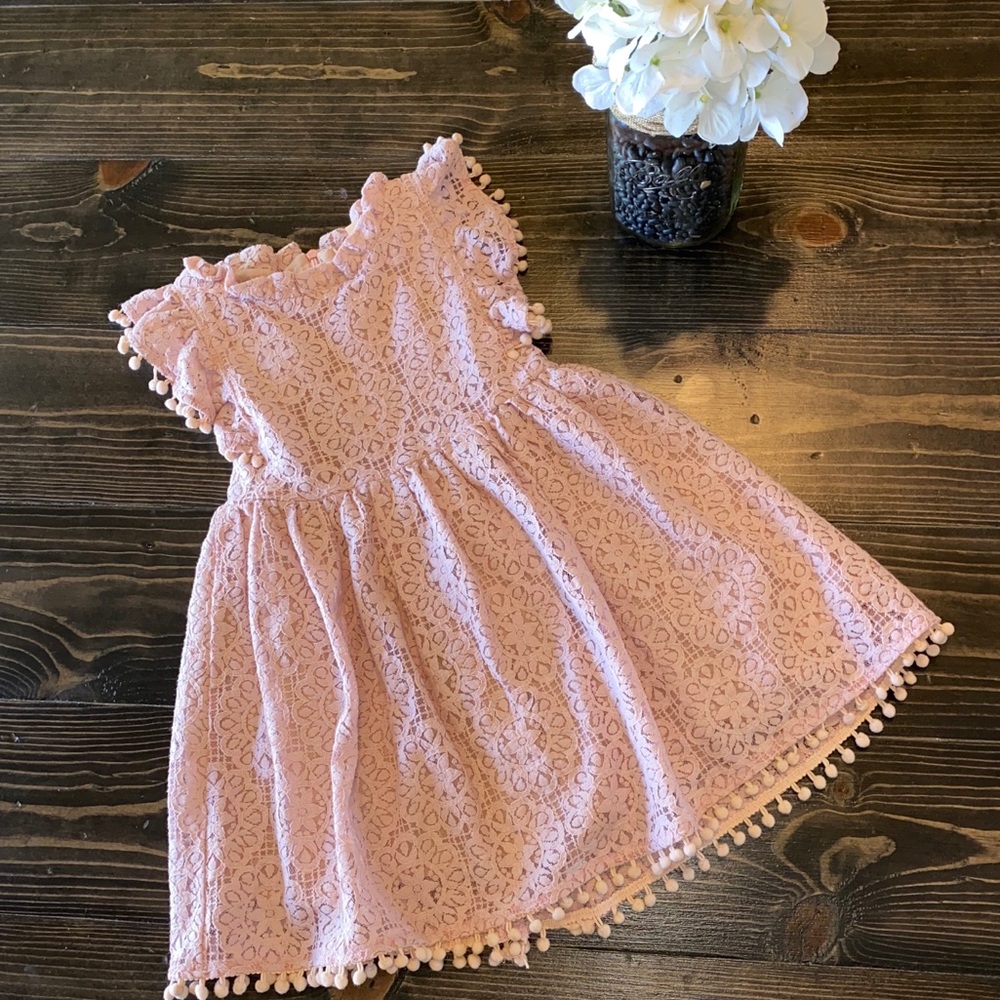 Dusty Rose Lace Toddler Girl Dress